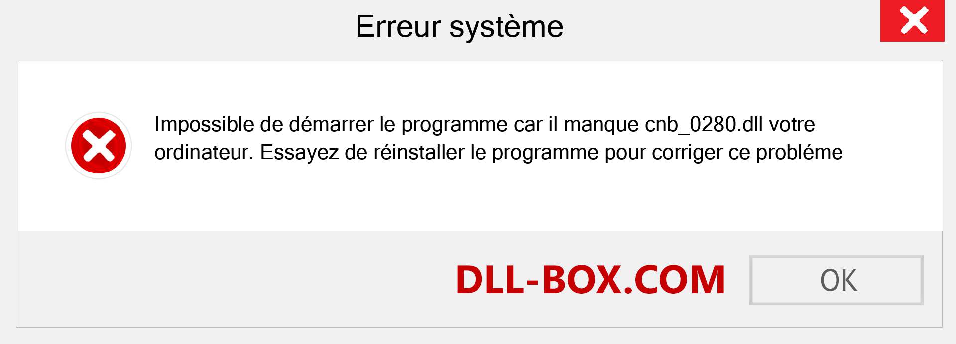 Le fichier cnb_0280.dll est manquant ?. Télécharger pour Windows 7, 8, 10 - Correction de l'erreur manquante cnb_0280 dll sur Windows, photos, images